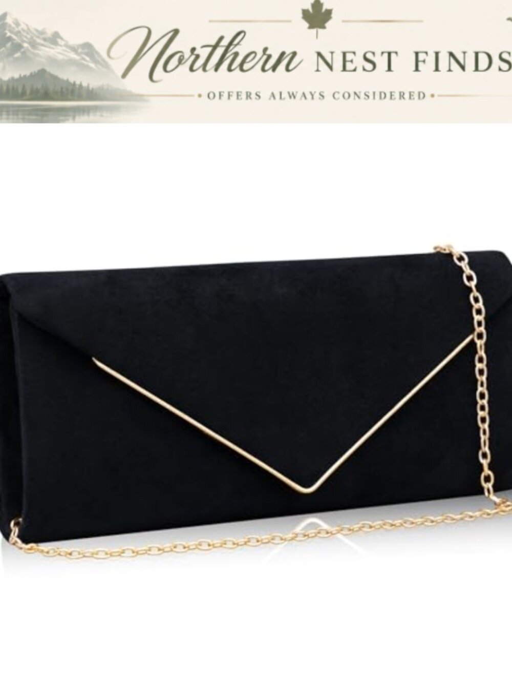 Faux Suede Envelope Clutch with Detachable Chain Evening Bag
